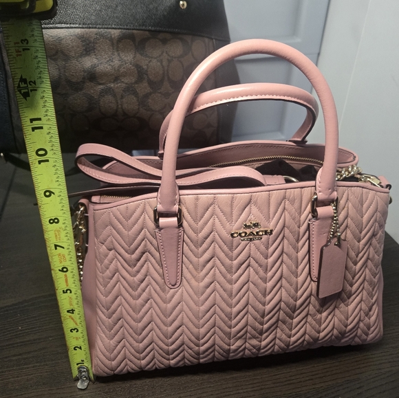 Coach Pink Satchel with Textured Leather and Gold Hardware - Picture 6 of 7